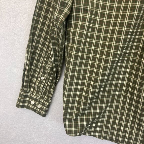 Eddie Bauer Relaxed Fit Button Up Shirt Mens Large Tall LT Green Red Plaid - Picture 14 of 15